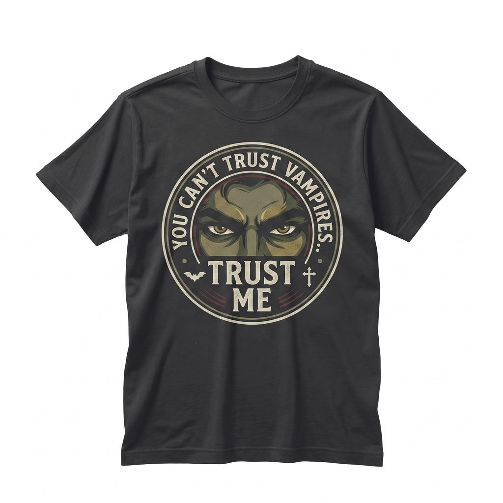 Embroidered You Can’t Trust Vampires Quote Gothic Halloween Novelty Unisex TShirt