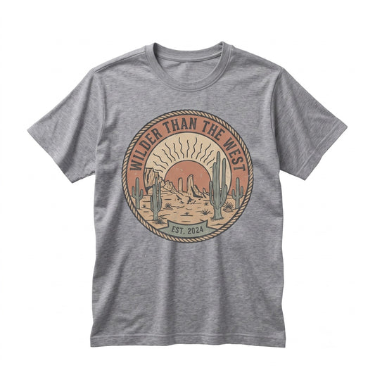 Wild Southwest Desert Vibes Cactus Graphic Rodeo Cowboy Country Music Apparel, Western Life Gift for Adults, Unisex TShirt