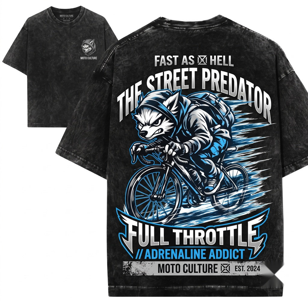 Speedy Cycling Wolf Road Bike Enthusiast Graphic Biker Gift Unisex Wash T-Shirt