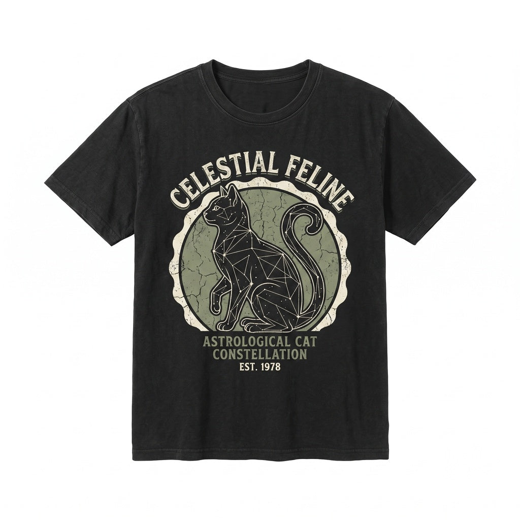 Celestial Cat Constellation Night Sky Graphic Unisex TShirt