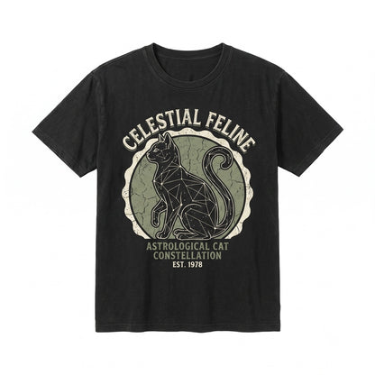 Celestial Cat Constellation Night Sky Graphic Unisex TShirt