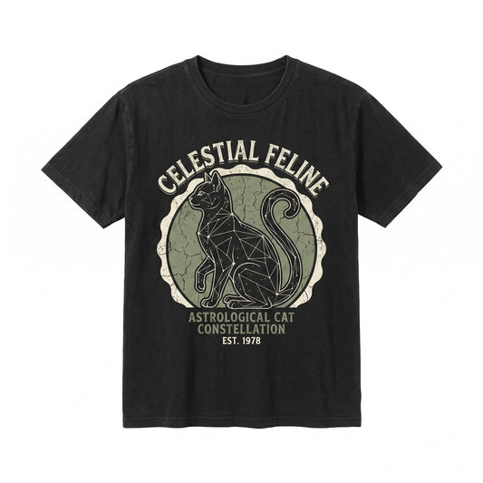 Celestial Cat Constellation Night Sky Graphic Unisex TShirt