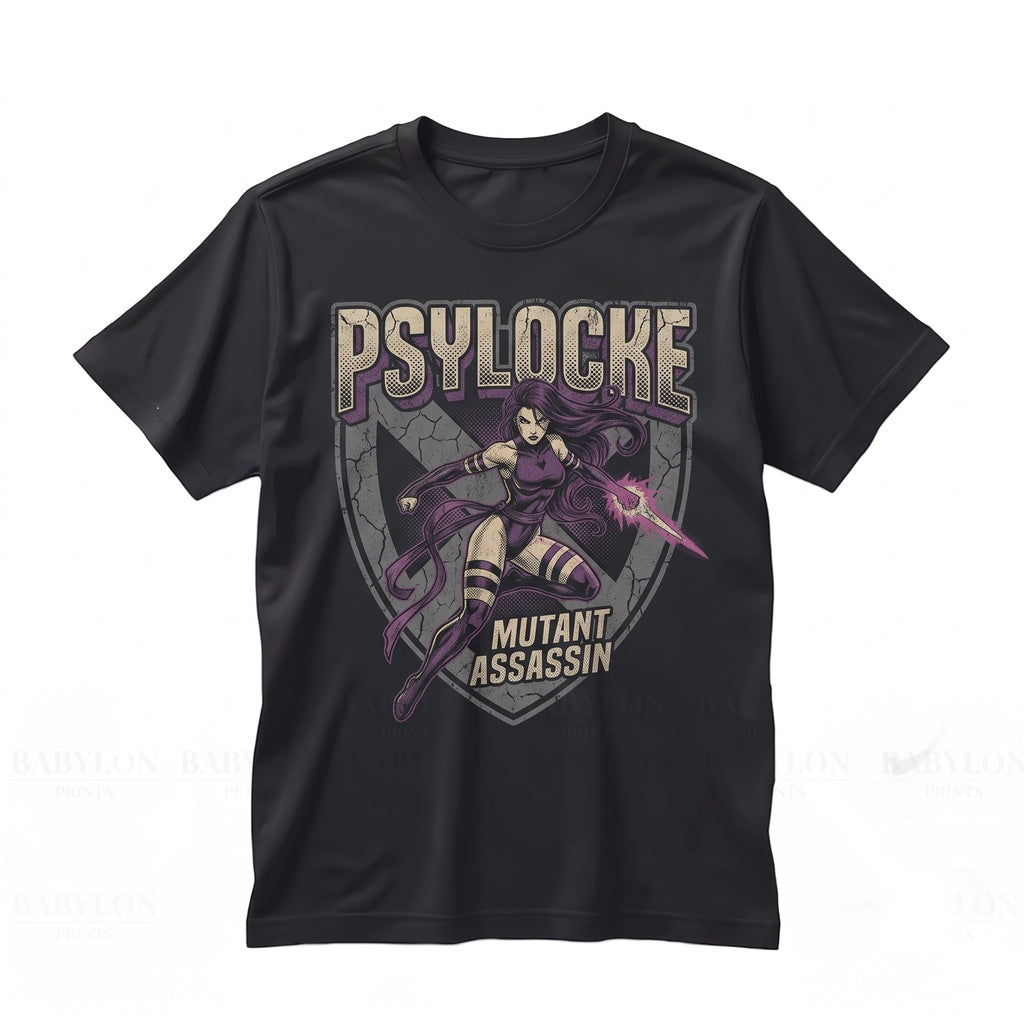 Oversized Psylocke Mutant Comic Book Graphic Apparel, Vintage Super Hero Retro Cotton Top Unisex TShirt