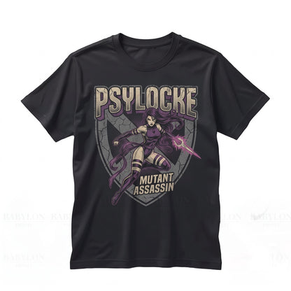 Oversized Psylocke Mutant Comic Book Graphic Apparel, Vintage Super Hero Retro Cotton Top Unisex TShirt