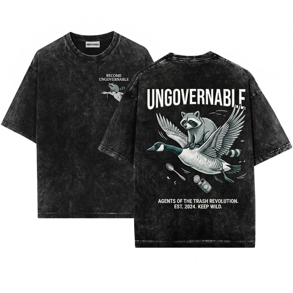 Become Ungovernable Embroidered Goose & Raccoon Shirt