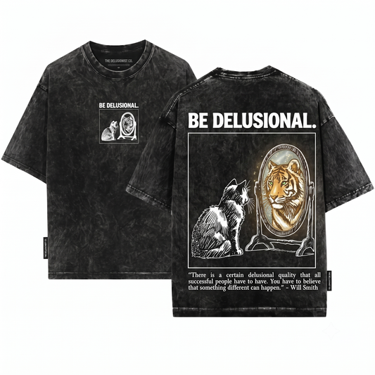 Motivational Cat Tiger Reflection Graphic Tee Funny Mirror Cat Lover Gift Self Love Humor Vintage Style Unisex Heavyweight Garment-Dyed T-Shirt