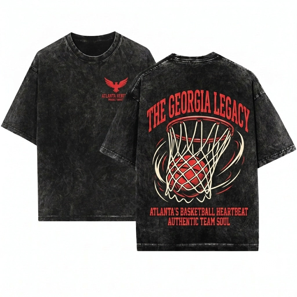 Atlanta Retro ATL Basketball Streetwear Game Day Unisex Wash T-Shirt
