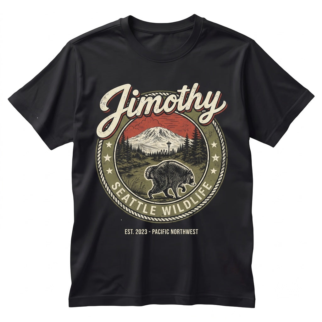 Jimothy Raccoon Vintage Seattle Wildlife Funny Viral Round King Pacific Northwest Unisex TShirt