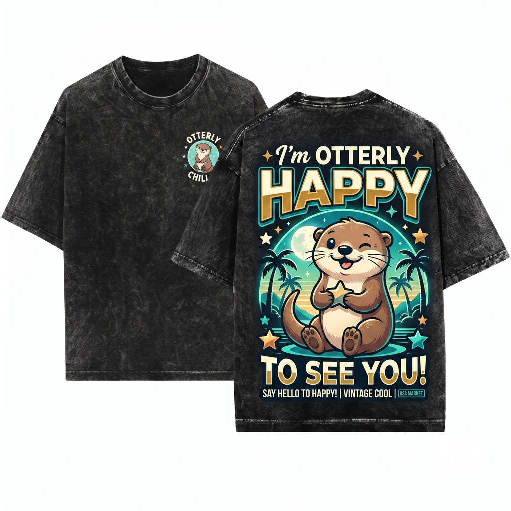 Cute Otter Back To School Animal Graphic Apparel Unisex Wash T-Shirt