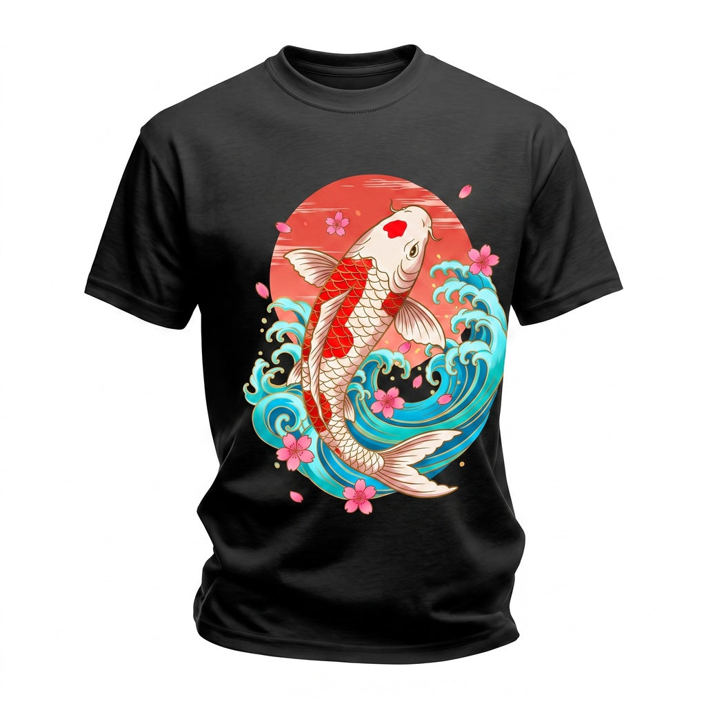 Vintage Japanese Koi Fish Asian Art Nouveau Graphic Aesthetic Print Unisex TShirt