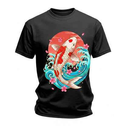 Vintage Japanese Koi Fish Asian Art Nouveau Graphic Aesthetic Print Unisex TShirt