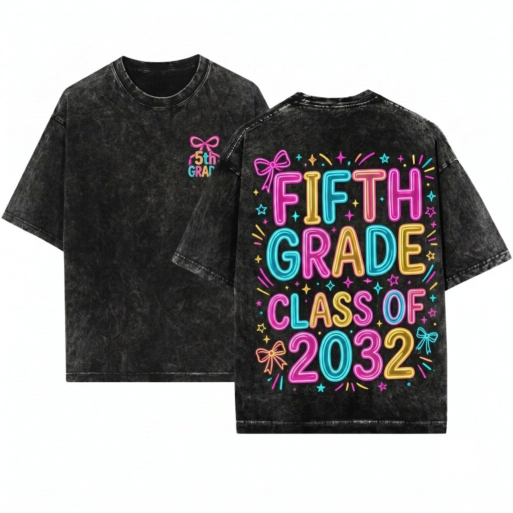 Preppy Coquette Pink Brushstroke Girl 5th Grade Back To School Unisex Wash T-Shirt