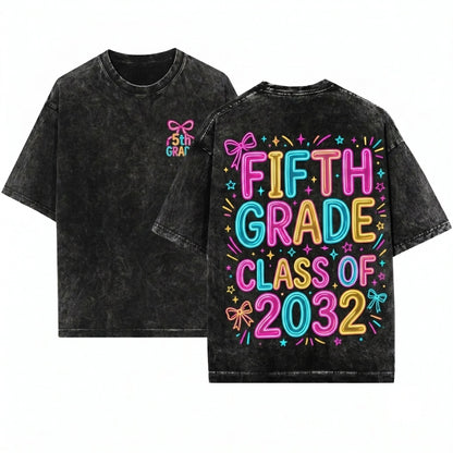 Preppy Coquette Pink Brushstroke Girl 5th Grade Back To School Unisex Wash T-Shirt
