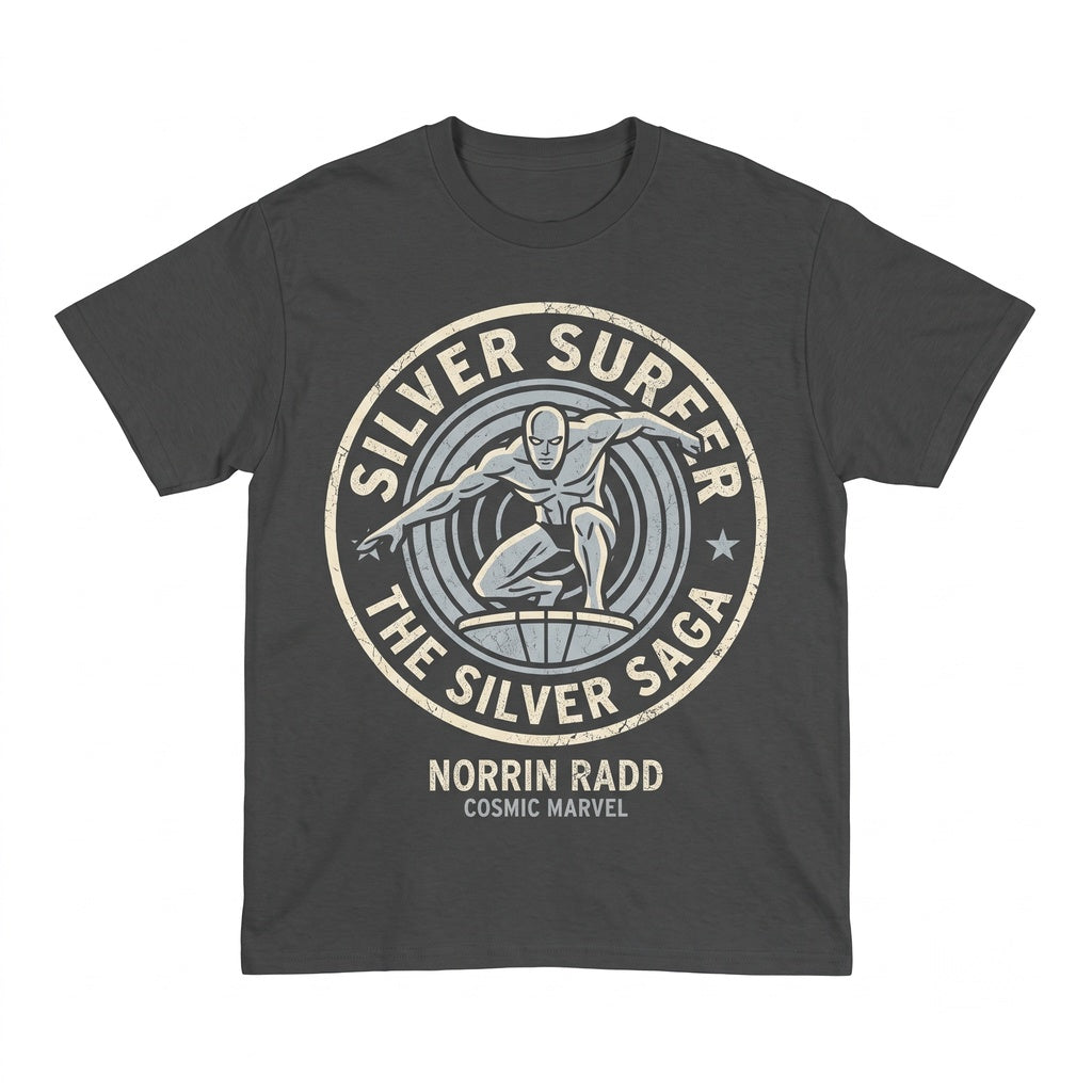 Oversized Silver Surfer Comic Retro Vintage Galactus Cosmic Superhero Graphic Unisex TShirt