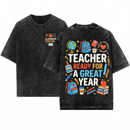 This Teacher Is Ready For A Great Year Back To School Student Unisex Wash T-Shirt