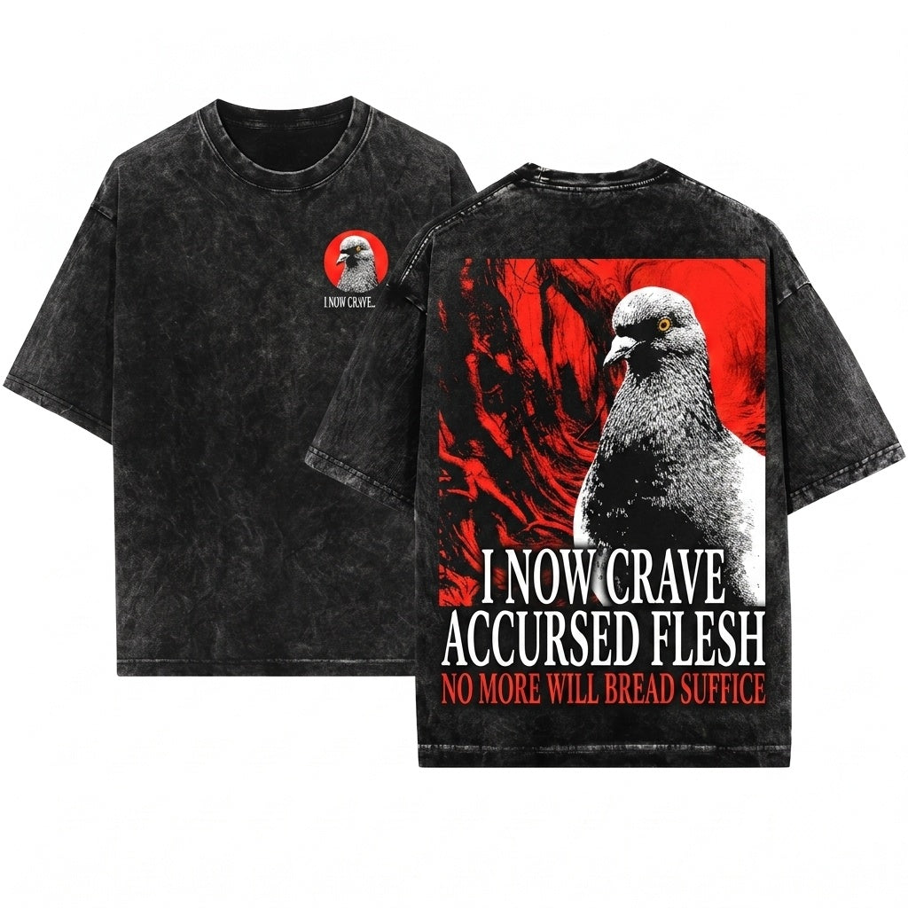 No More Will Bread Suffice Vintage Japanese Funny Pigeon Unisex Wash T-Shirt