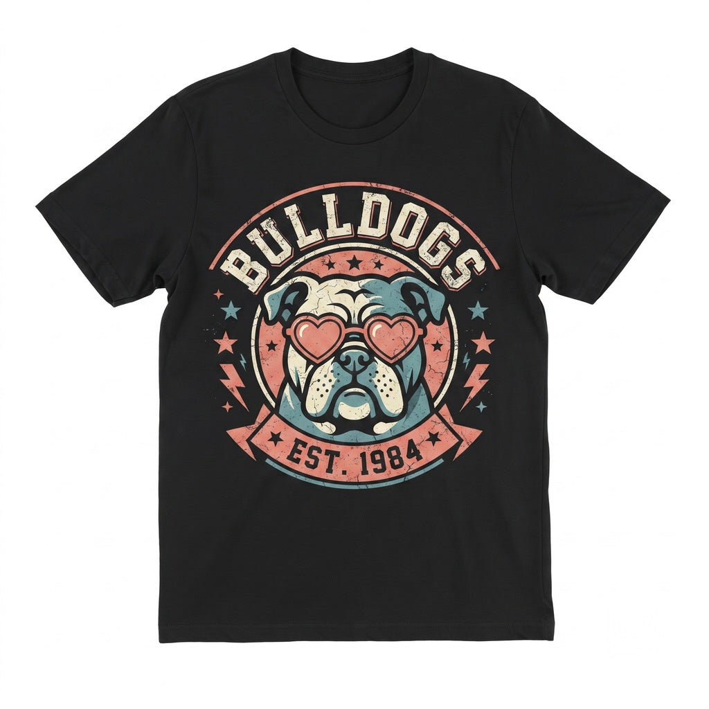 Neon Bulldogs Mascot Back To School Sports Logo Apparel Unisex TShirt