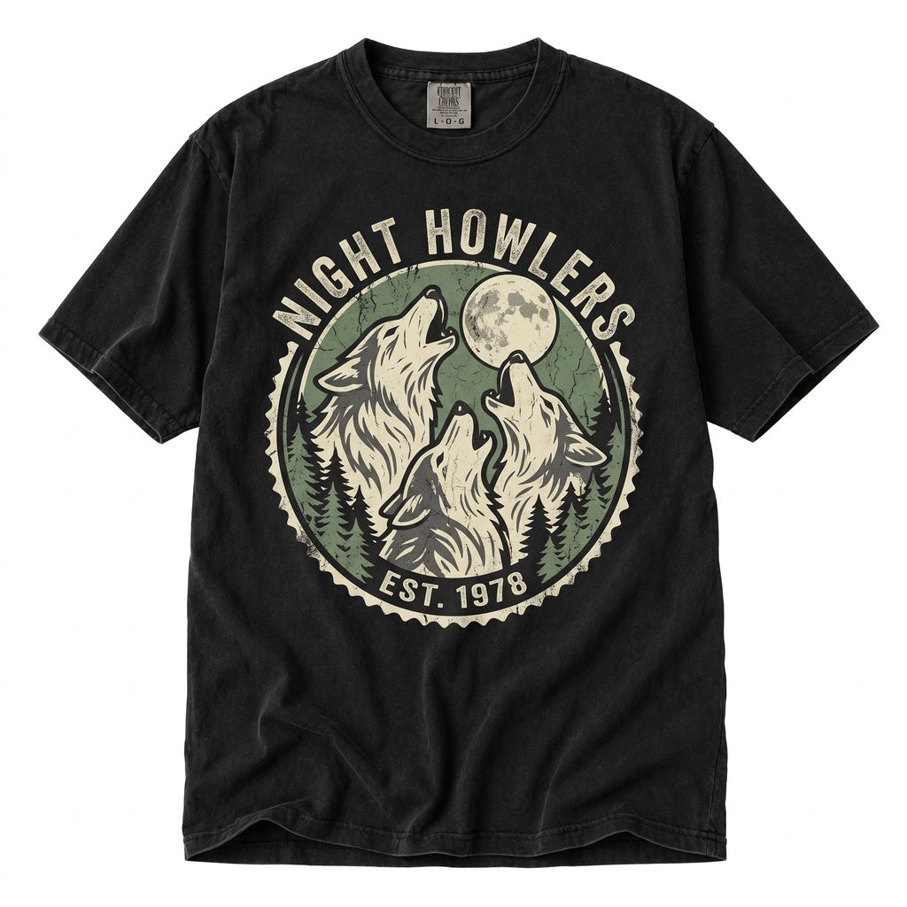 Howling Wolf Moon Graphic Vintage Wildlife Nature Lover Apparel Gift Unisex TShirt