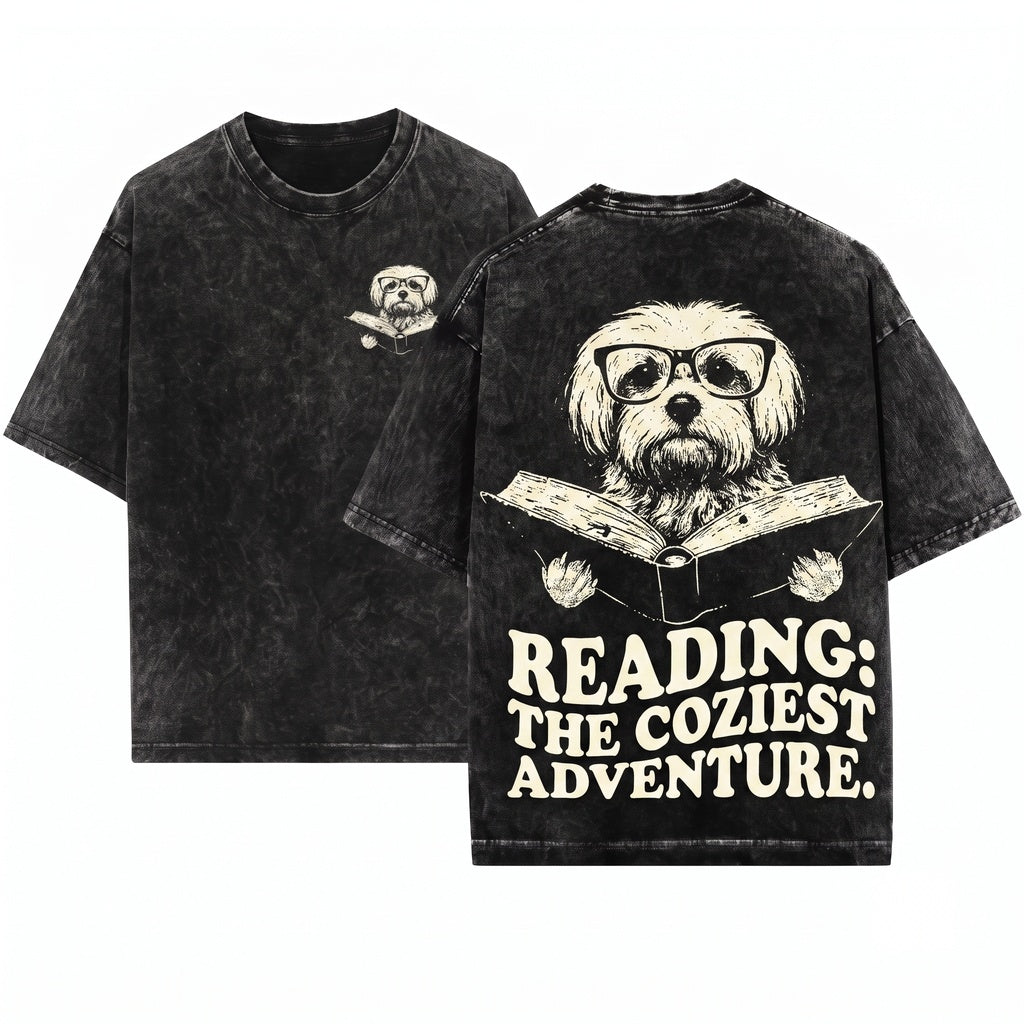 Havanese Dog Reading Small Bookworm Librarian Mom Dad Gift Unisex Wash T-Shirt