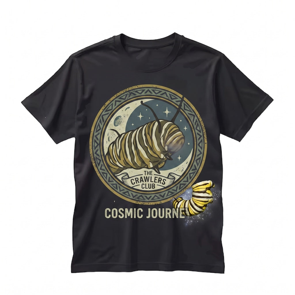 Vintage Monarch Butterfly Galaxy Graphic Three Caterpillar Moon Retro Cosmic Space Insect Nature Lover Gift Unisex TShirt