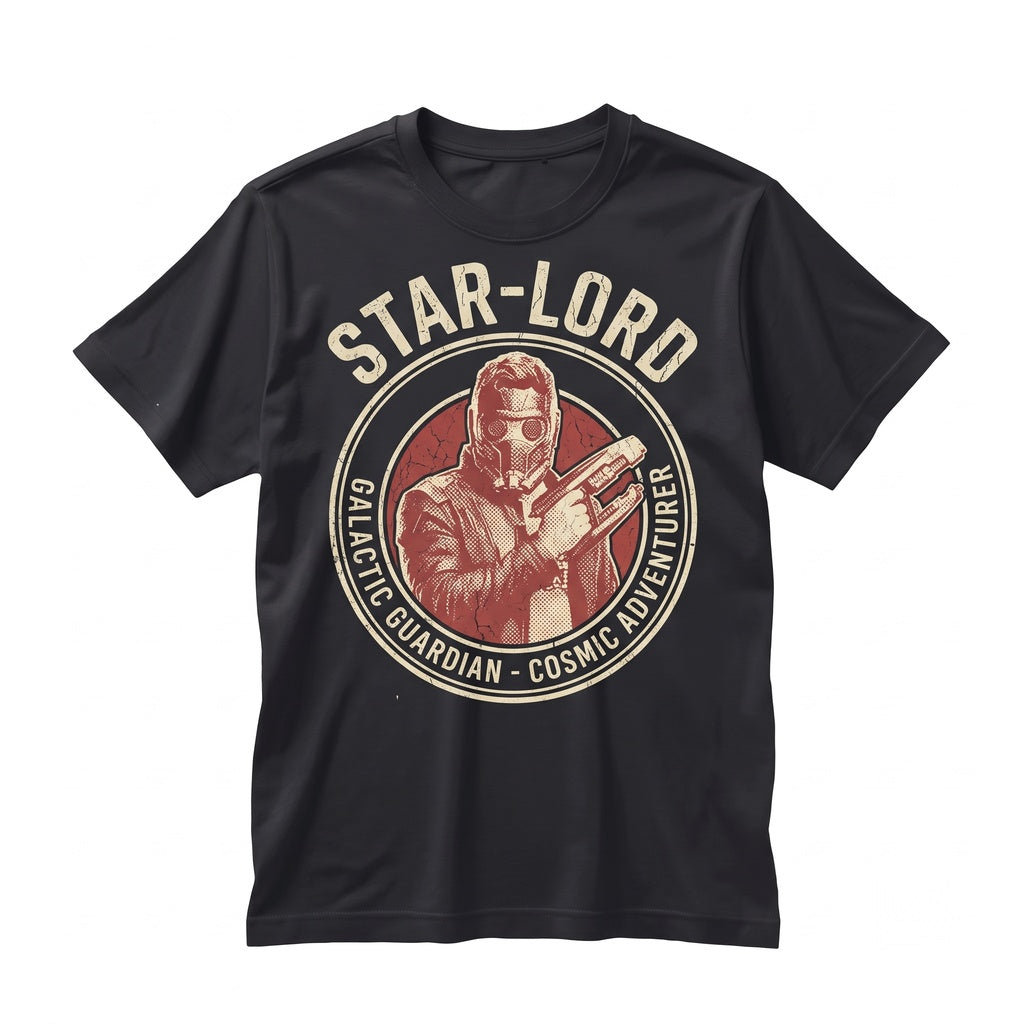 Vintage Peter Quill Retro Space Hero Graphic Apparel for Couples, Casual Cotton Unisex TShirt