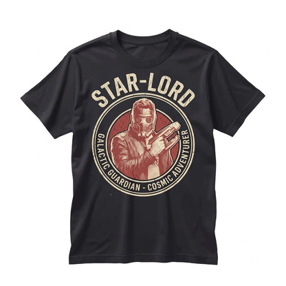 Vintage Peter Quill Retro Space Hero Graphic Apparel for Couples, Casual Cotton Unisex TShirt