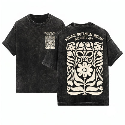 Vintage Folk Flower Boho Nature Pattern Unisex Wash T-Shirt