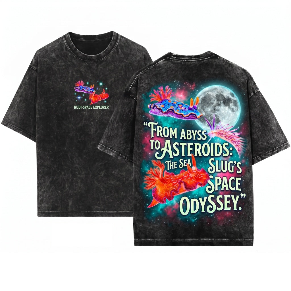 Three Colorful Nudibranch Moon Sea Slug Ocean Marine Biology Graphic Unisex Wash T-Shirt
