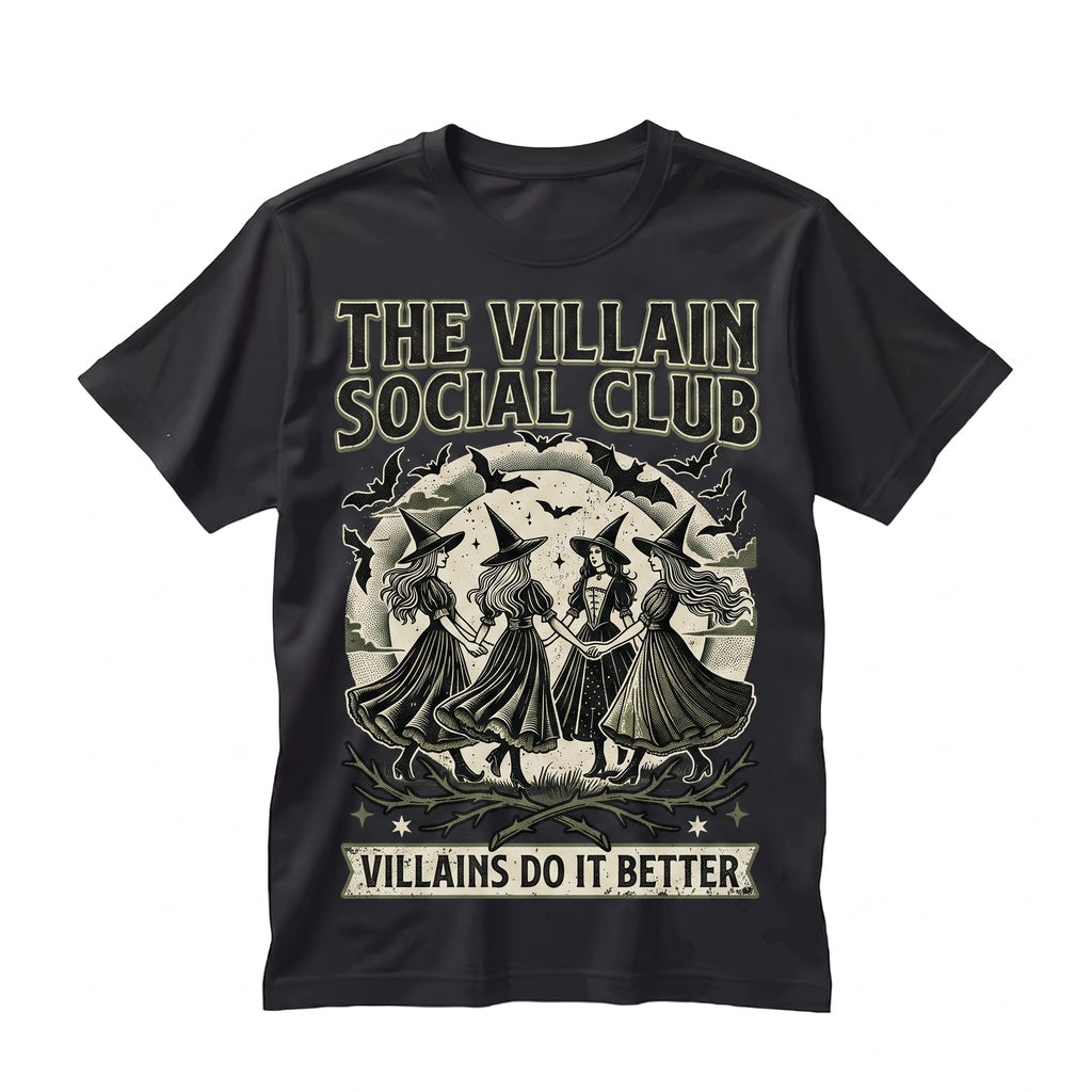 Retro Halloween Villain Social Club Spooky Witches Graphic Vibes Unisex TShirt