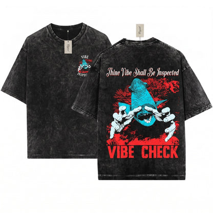 Thine Vibe Shall Be Inspected Funny Japanese Fish Graphic Unisex Wash T-Shirt