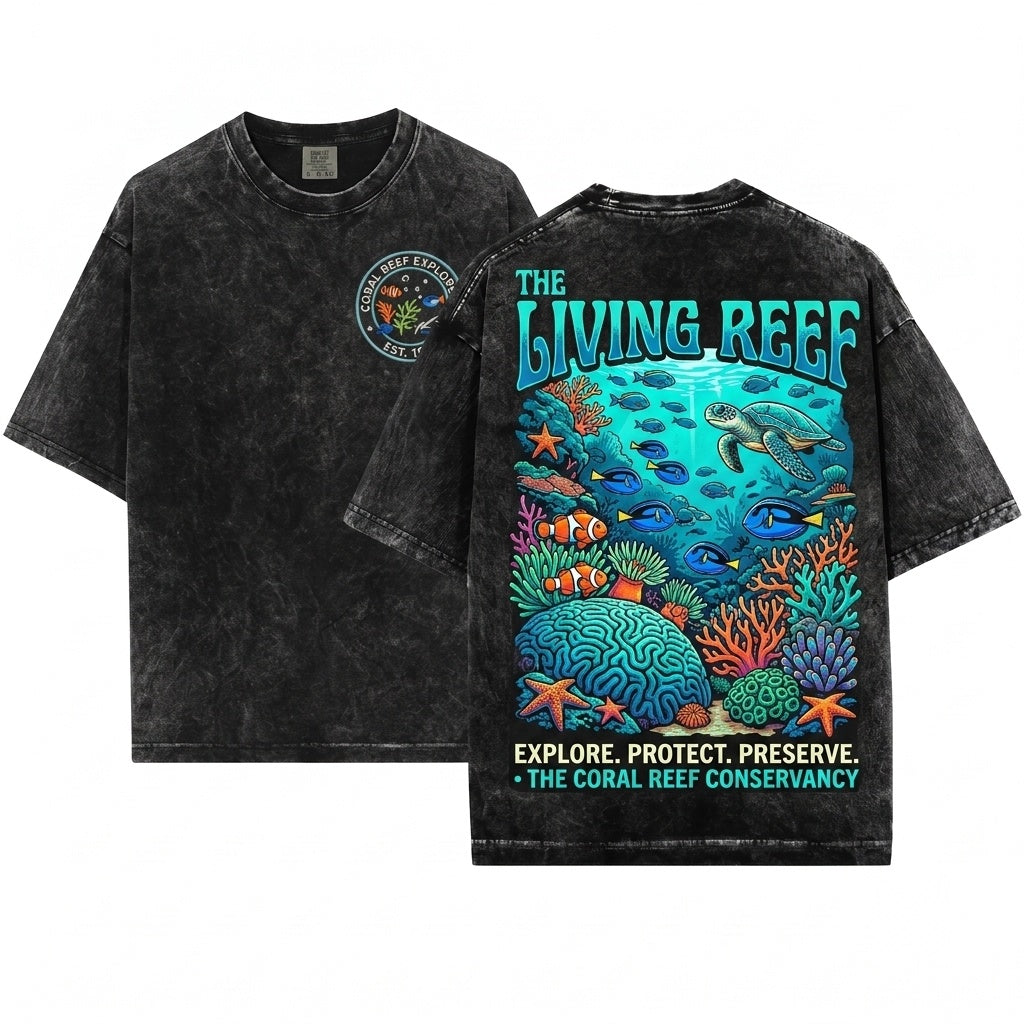 Ocean Animals Coral Reef Beach Shirt – Surf & Sea Life Button Up T-Shirt