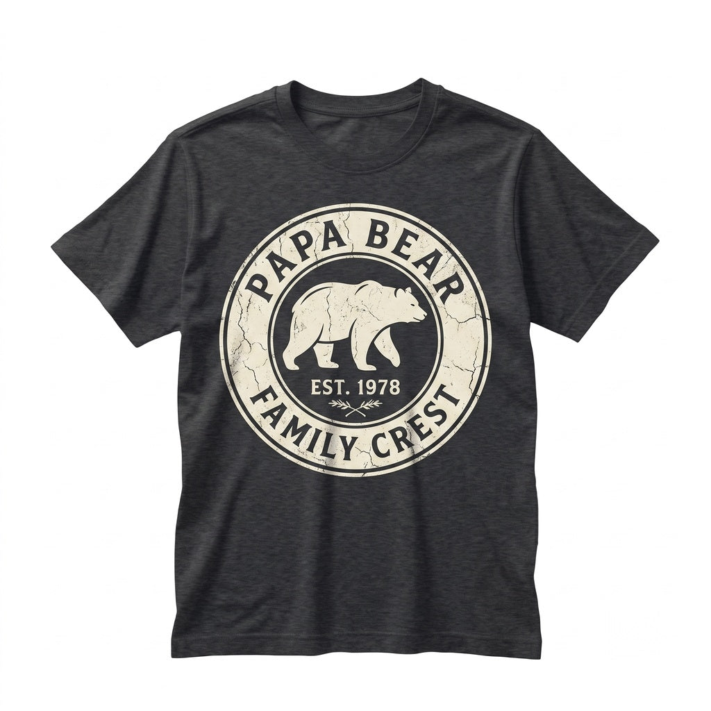 Papa Bear Cool Fathers Day Gift Funny Retro Graphic Apparel for Husband Grandpa Dad Unisex TShirt