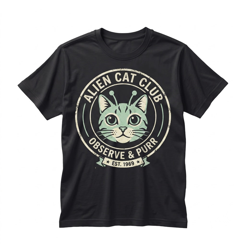Funny Alien Cat Meme Graphic Sci-Fi Weird Y2K Lover Gift Unisex TShirt