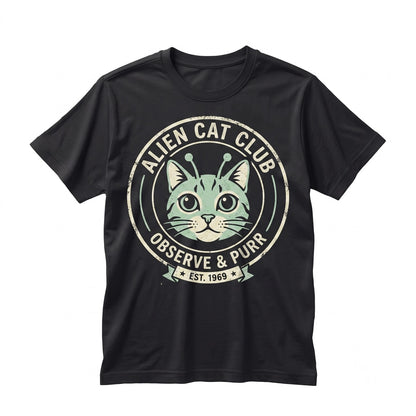 Funny Alien Cat Meme Graphic Sci-Fi Weird Y2K Lover Gift Unisex TShirt