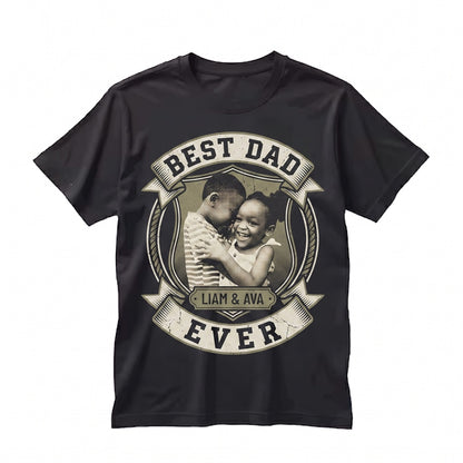 Custom Vintage Father Photo Personalized Family Picture Best Dad Ever Gift Unisex TShirt
