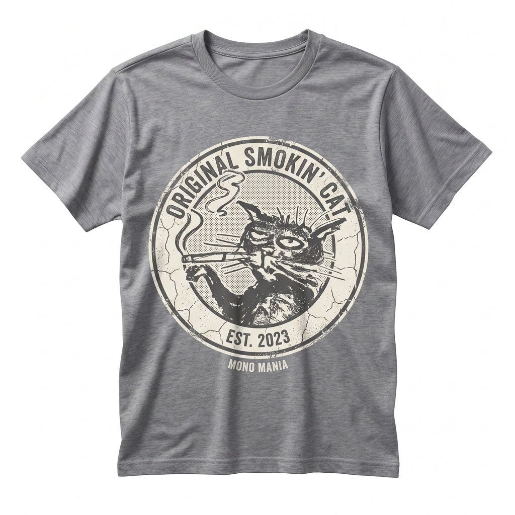 Ugly Smoking Cat Graphic Goth Grunge Alt Funny Emo Vintage Punk Aesthetic Unisex TShirt