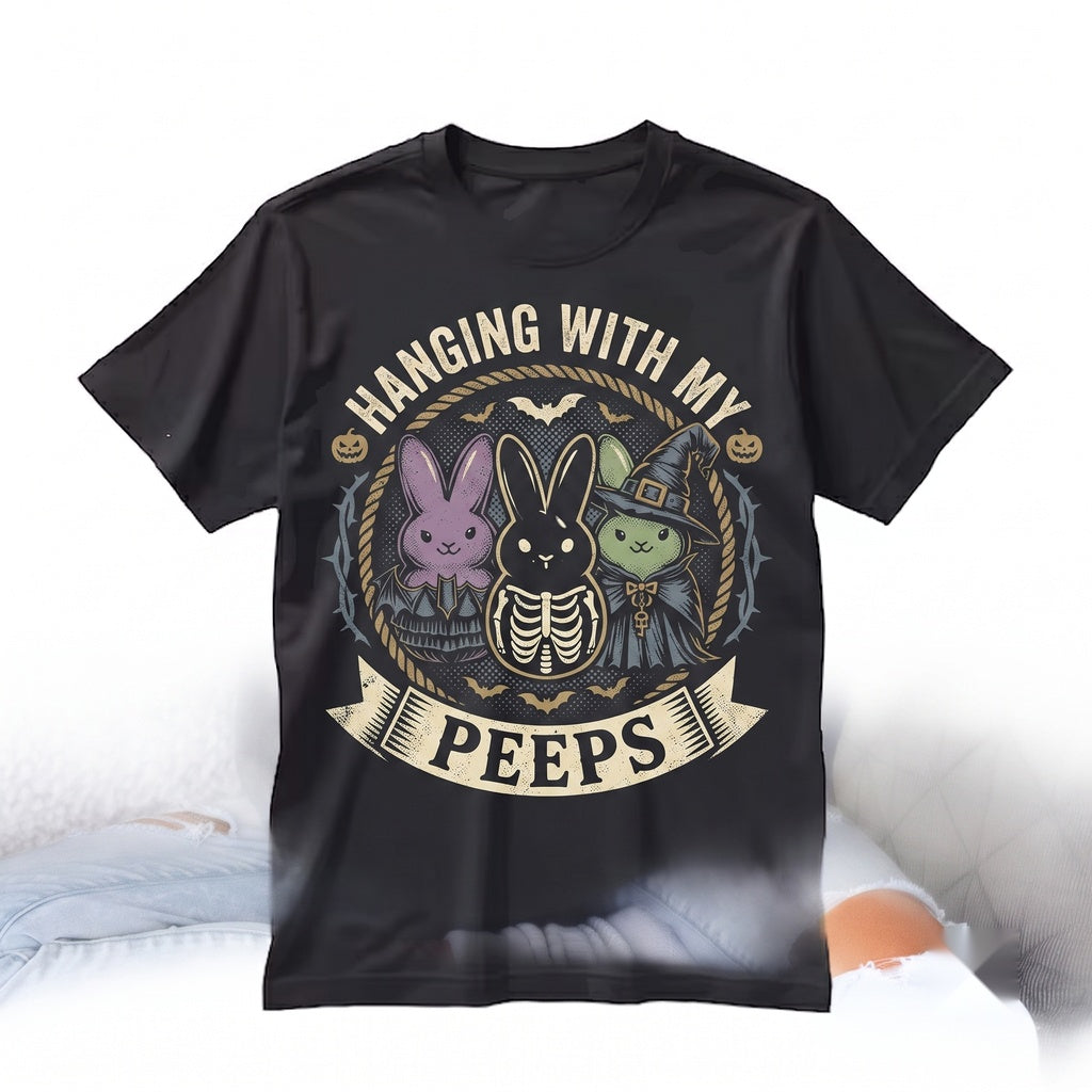 Spooky Easter Bunny Hanging Marshmallow Chicks Halloween Creepy Cute Graphic Top Unisex TShirt