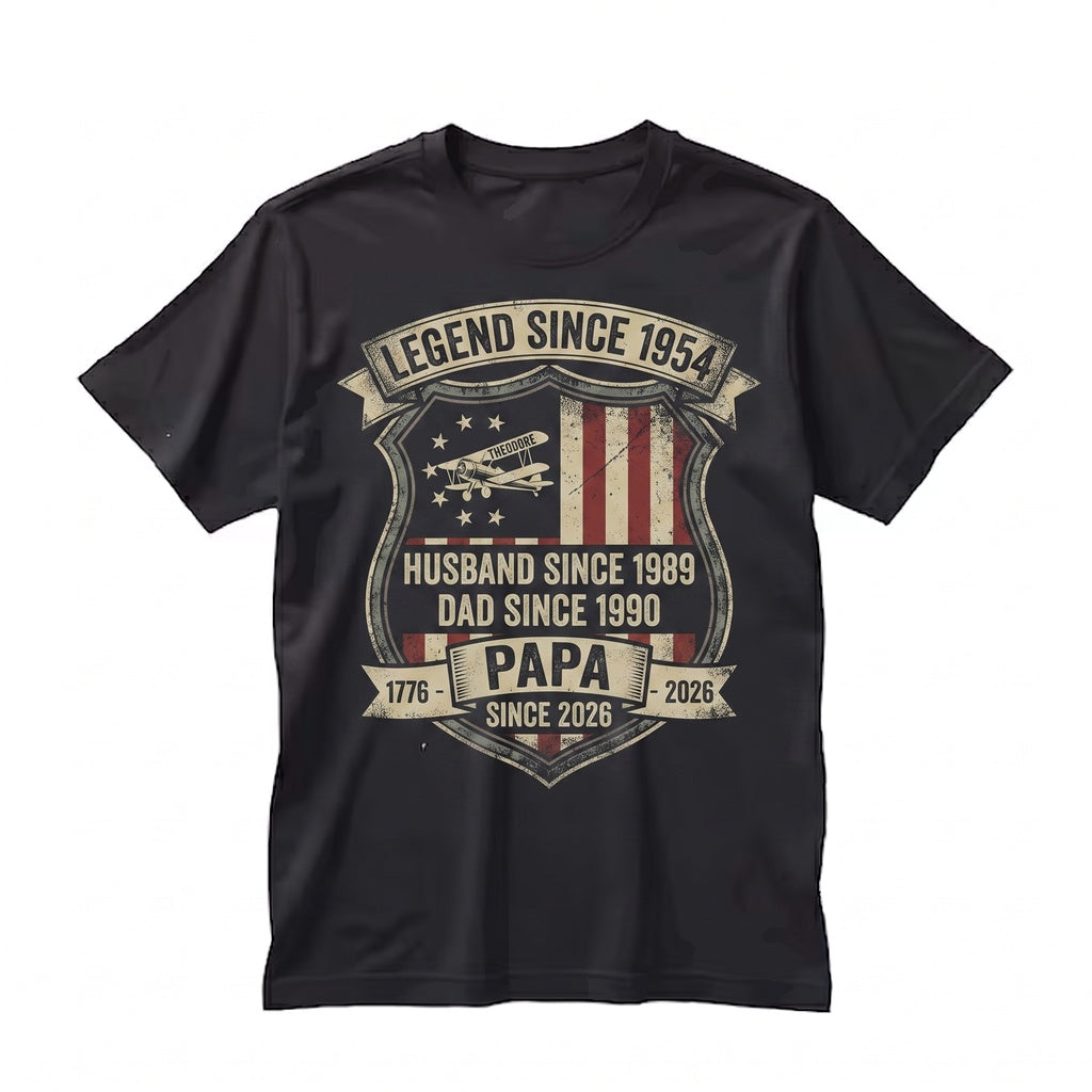 Personalized American 250th Anniversary 4th of July Dad Papa Grandpa Husband Legend Custom Name Unisex TShirt