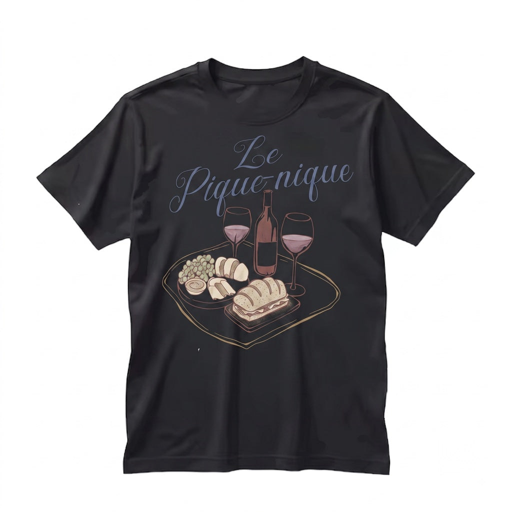 French Picnic Parisian Foodie Graphic Cotton Short Sleeve Unisex TShirt
