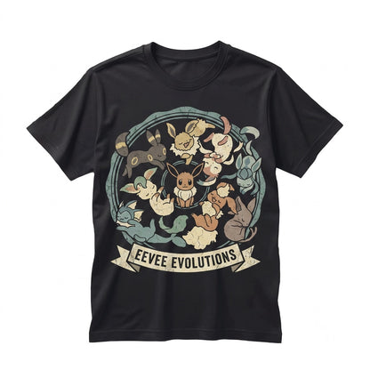 Eeveelutions Evolution Cute Pocket Monster Retro Anime Fan Graphic Unisex TShirt