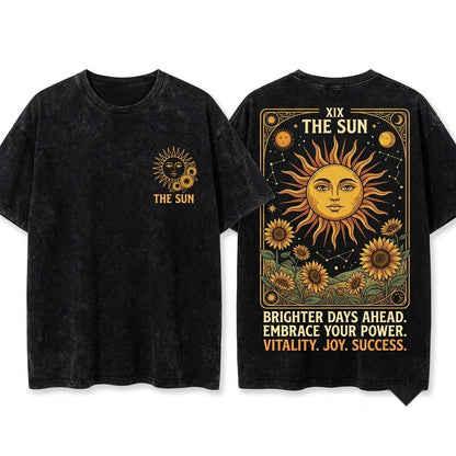Sun Tarot Card Graphic Vintage Astrology Unisex Wash T-Shirt