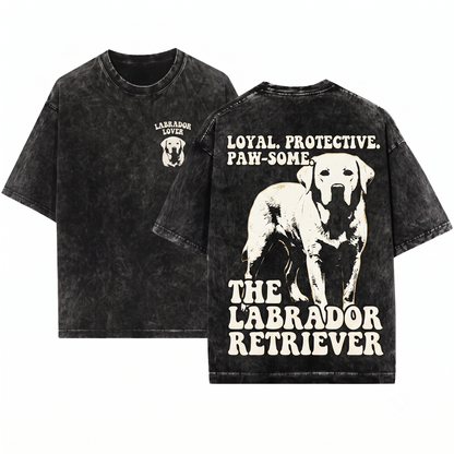 Minimalist Labrador Retriever Silhouette Shirt Cute Lab Dog Mom Dad Outline Gift Unisex Heavyweight Garment-Dyed T-Shirt