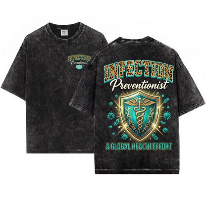 Infection Preventionist Leopard Print Collegiate Top, IP Nurse Graphic Apparel, Control Healthcare Worker Gift, Unisex Wash