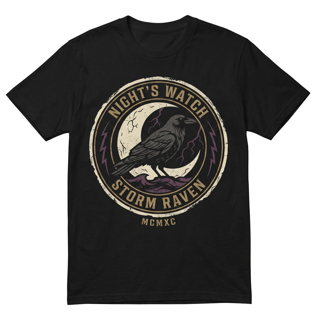 Raven Moon Gothic Crow Lightning Vintage Storm Ocean Dark Bird Gift Spooky Unisex TShirt