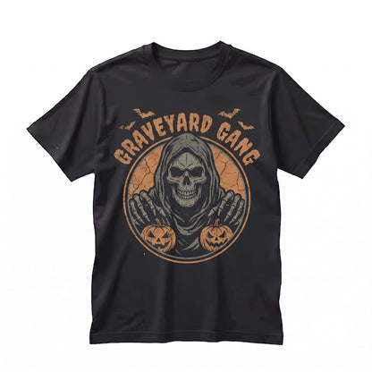 Grim Reaper Tombstone Halloween Skull Pumpkin Night Dark Purple Aesthetic Horror Gift Unisex TShirt