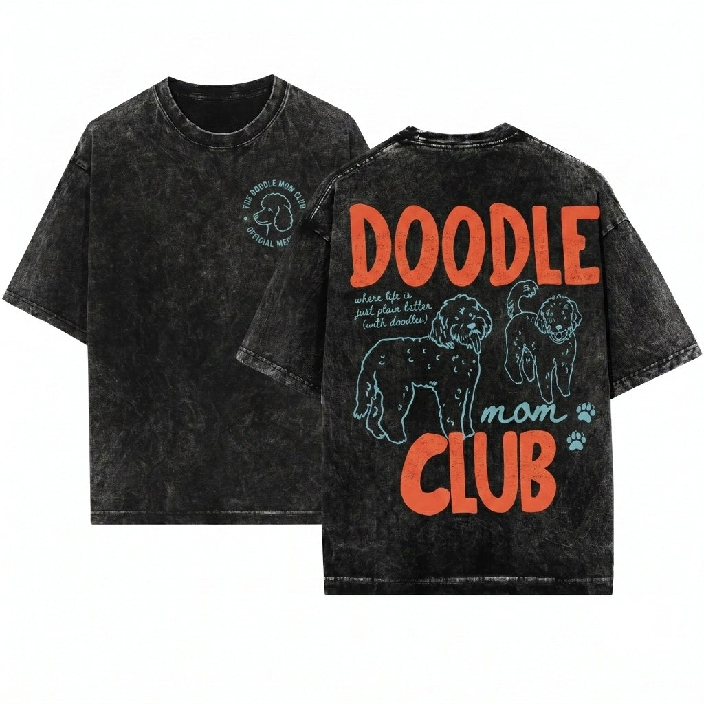 Goldendoodle Labradoodle Doodle Mom Club Dog Mama Graphic Tee Fur Mama Pet Parent Gift Unisex Wash T-Shirt