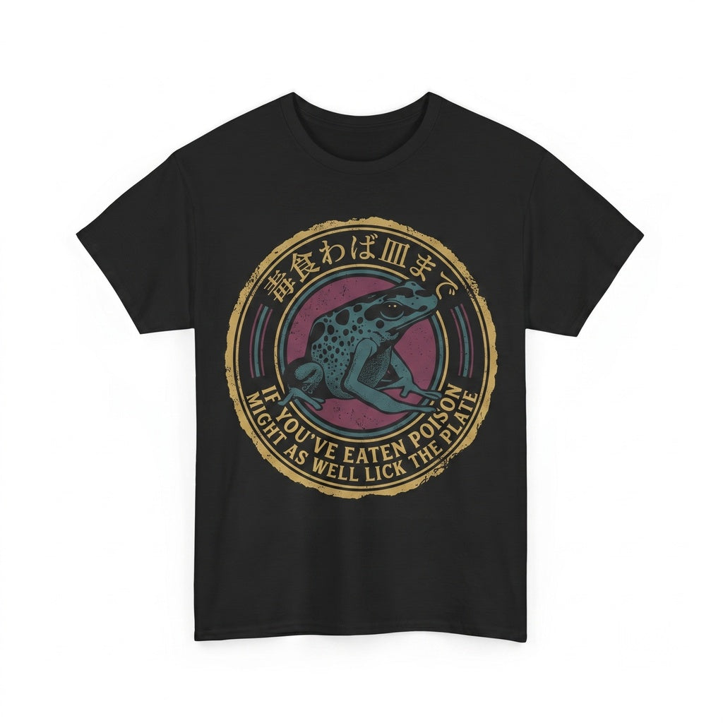 Might As Well Lick The Plate Funny Frog Japanese Proverb Graphic Apparel Unisex TShirt