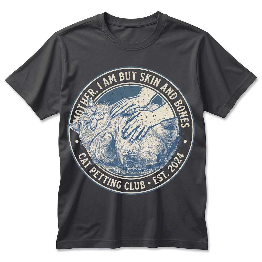 Cat Mother I Am But Skin and Bones Funny Fat Lover Gift Lazy Graphic Sarcastic Pet Humor Apparel Unisex TShirt