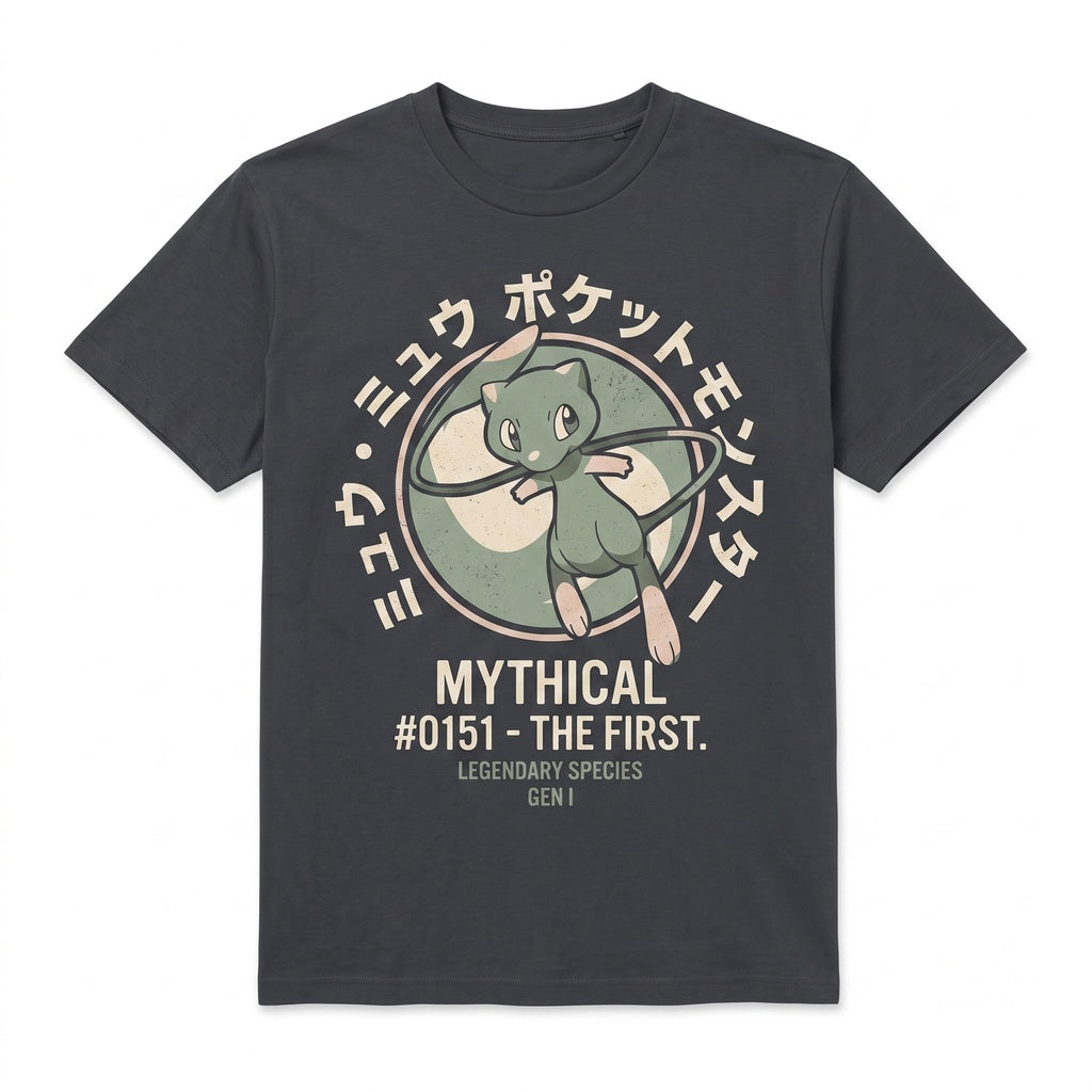 Vintage Mew Graphic Retro Anime Double-Sided Mythical Creature Washed Oversized Gamer Gift Unisex TShirt