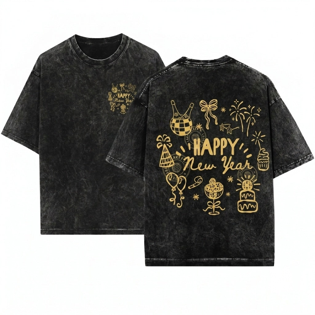 Happy New Year 2026 Party Hello Sweatshirt Unisex Wash T-Shirt